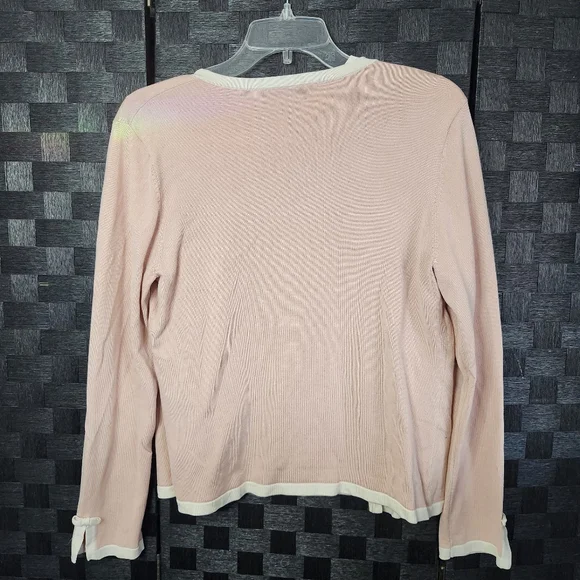 Pendleton Light Pink Women's Cardigan Sweater Set With Bow Accents - Picture 3 of 7